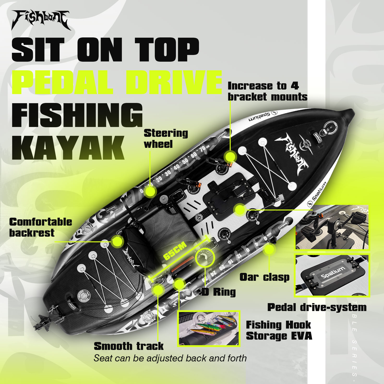 Kayak de pêche Spatium à pédal - Fishing Kayak Sit On Top avis et prix
